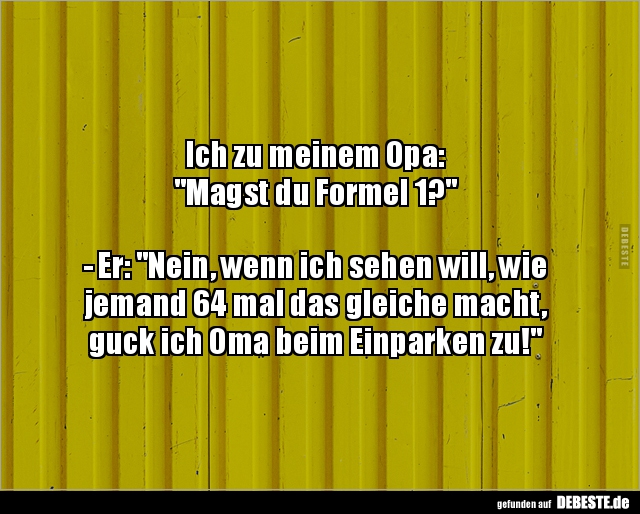 Ich zu meinem Opa:"Magst du Formel 1?".. - Lustige Bilder | DEBESTE.de