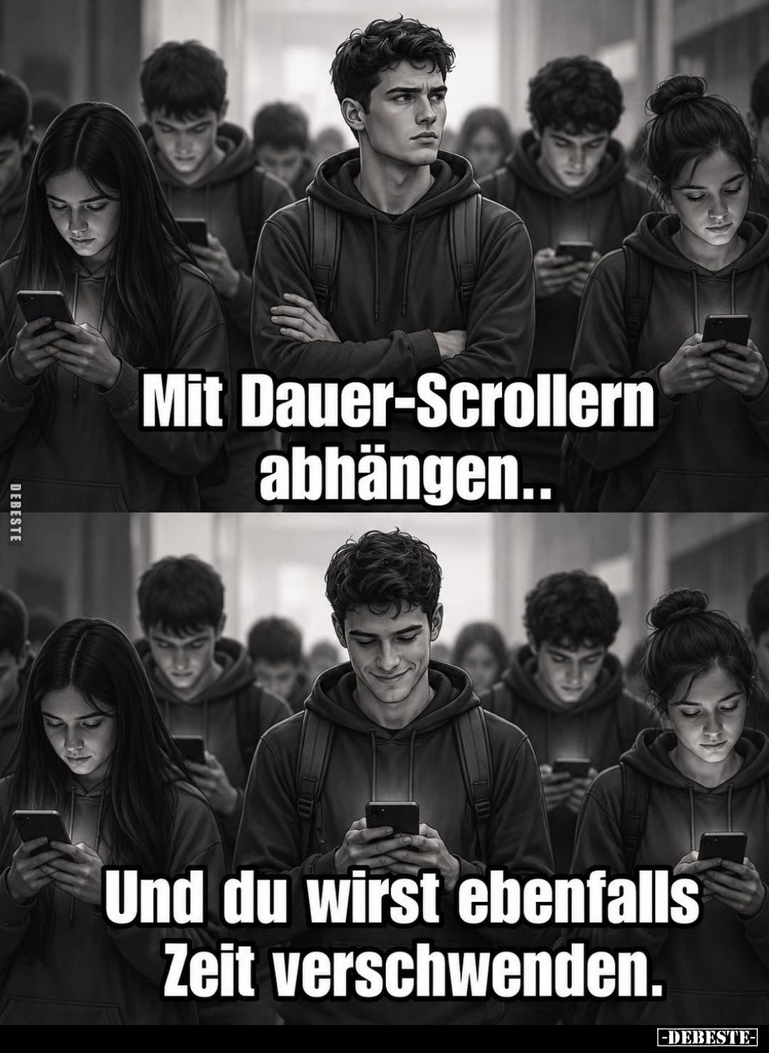 Mit Dauer-Scrollern abhängen..
Und du wirst ebenfalls Zeit verschwenden