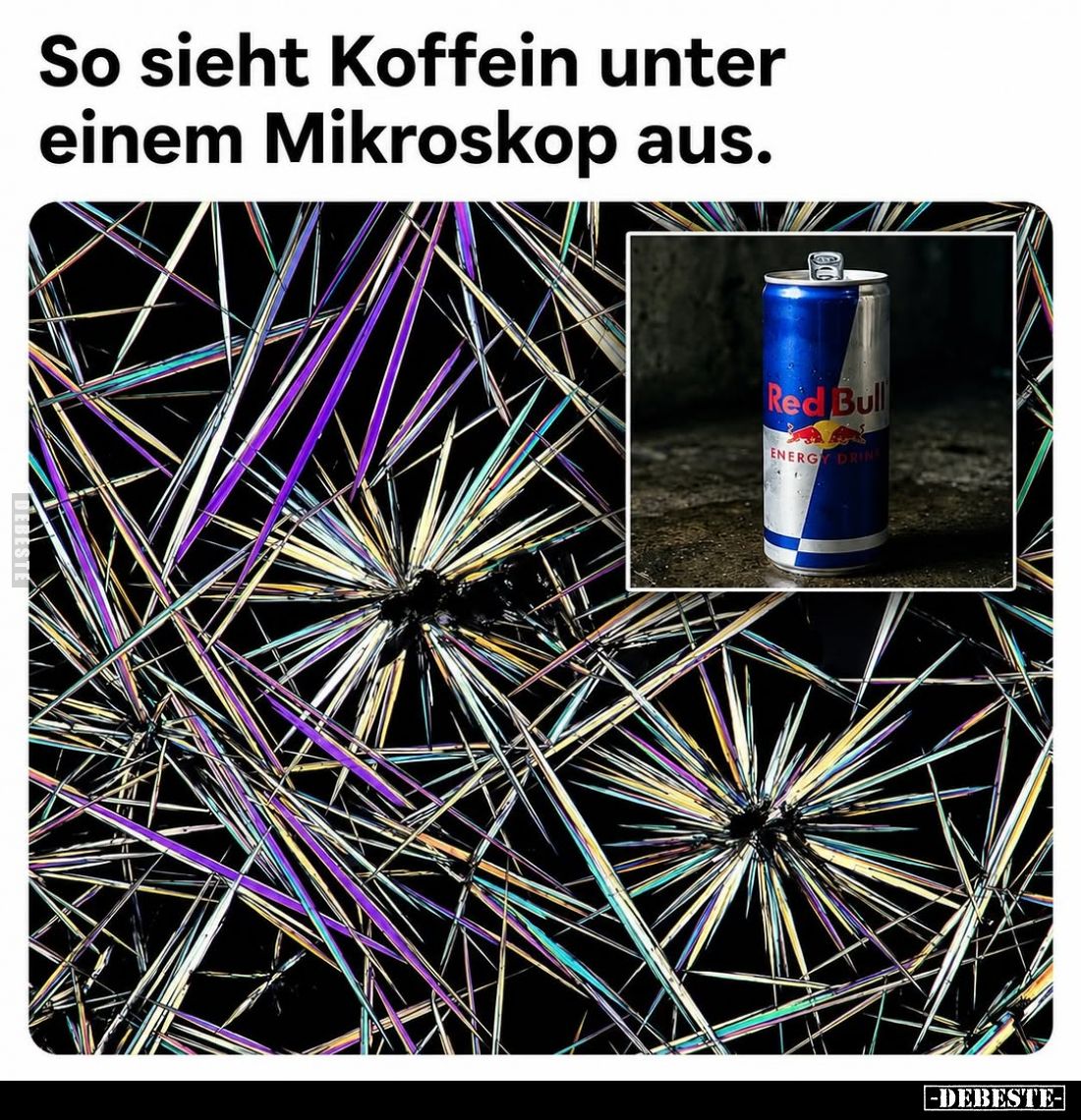 So sieht Koffein unter einem Mikroskop aus.
