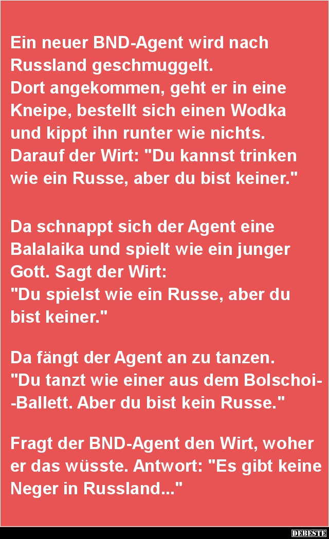 Ein neuer BND-Agent wird nach Russland geschmuggelt.. - Lustige Bilder | DEBESTE.de