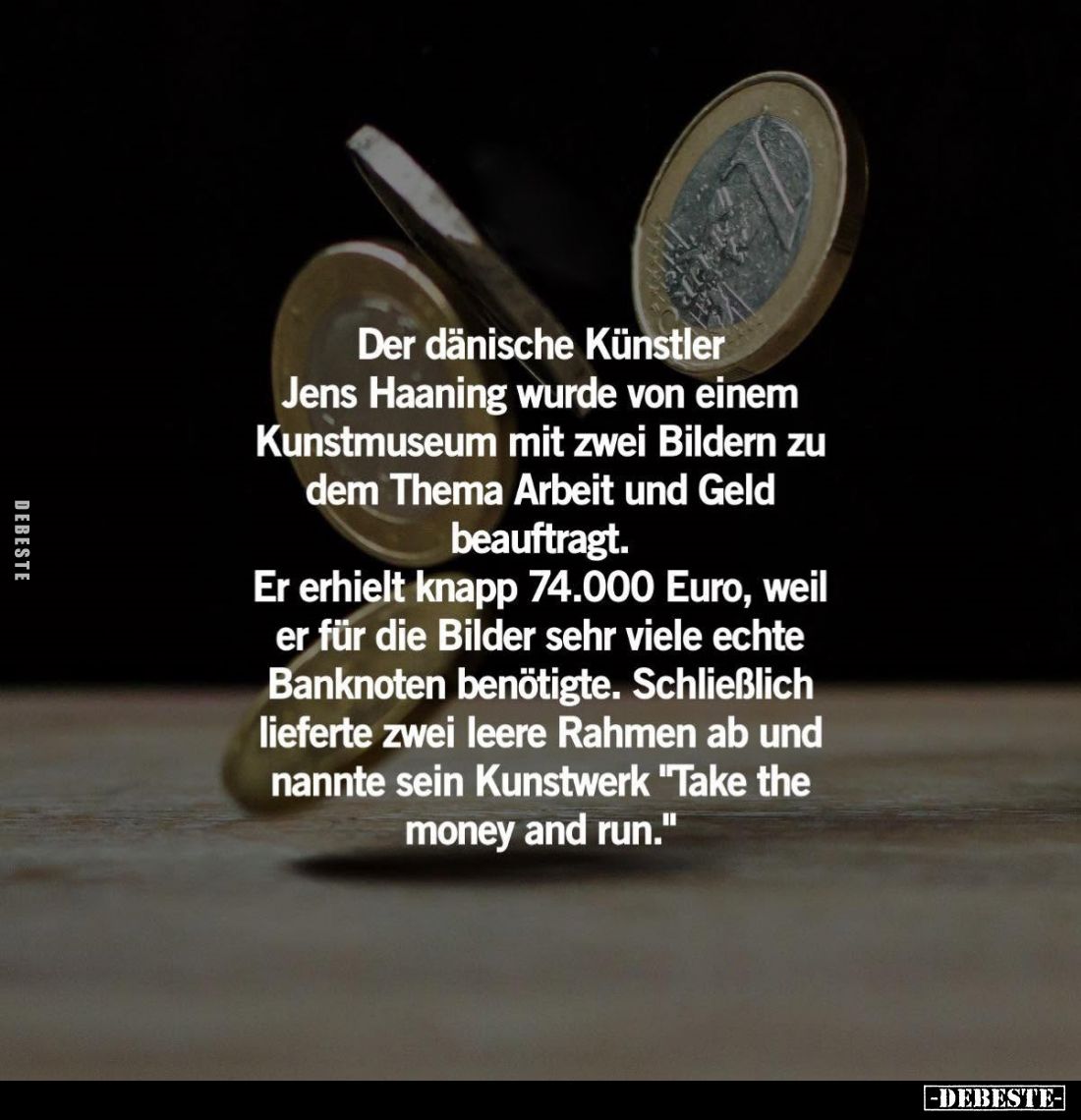 Der dänische Künstler Jens Haaning wurde von einem Kunstmuseum mit zwei Bildern zu dem Thema Arbeit und Geld beauftragt.
Er ...