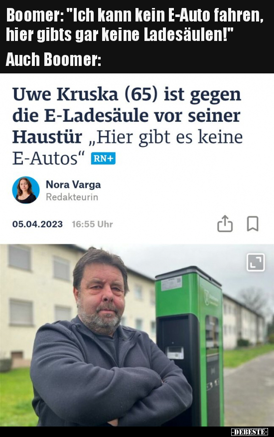 Boomer: "Ich kann kein E-Auto fahren, hier gibts gar keine.." - Lustige Bilder | DEBESTE.de