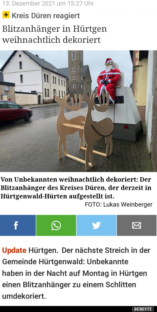 Blitzanhänger in Hürtgen weihnachtlich dekoriert.. - Lustige Bilder | DEBESTE.de