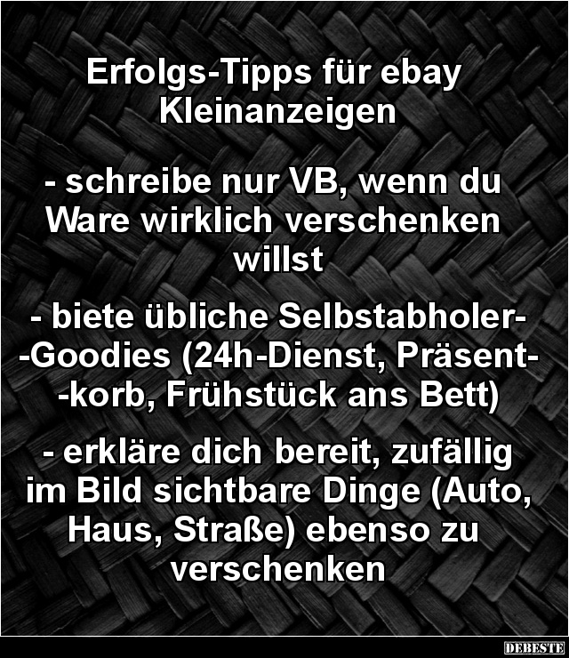 Erfolgs-Tipps für ebay Kleinanzeigen.. - Lustige Bilder | DEBESTE.de