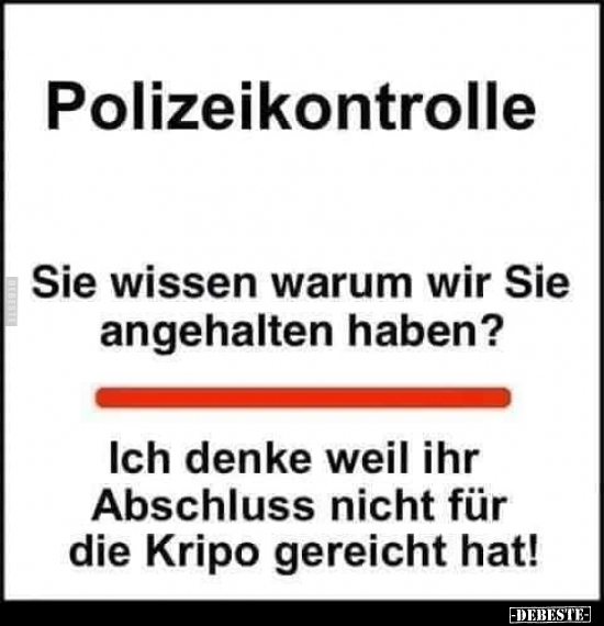 Polizeikontrolle: Sie wissen warum wir Sie angehalten.. - Lustige Bilder | DEBESTE.de