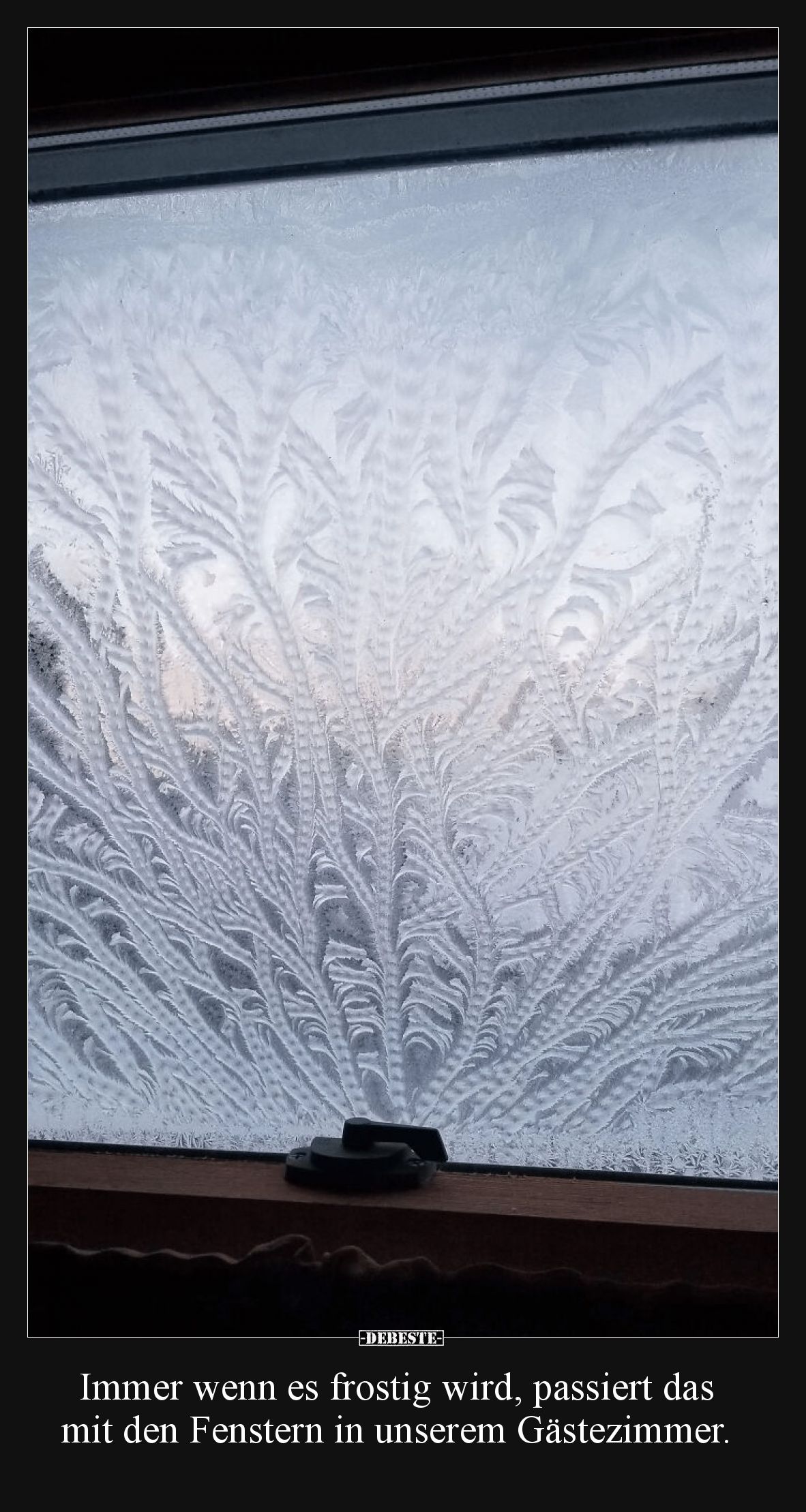 Immer wenn es frostig wird, passiert das mit den Fenstern in unserem Gästezimmer.