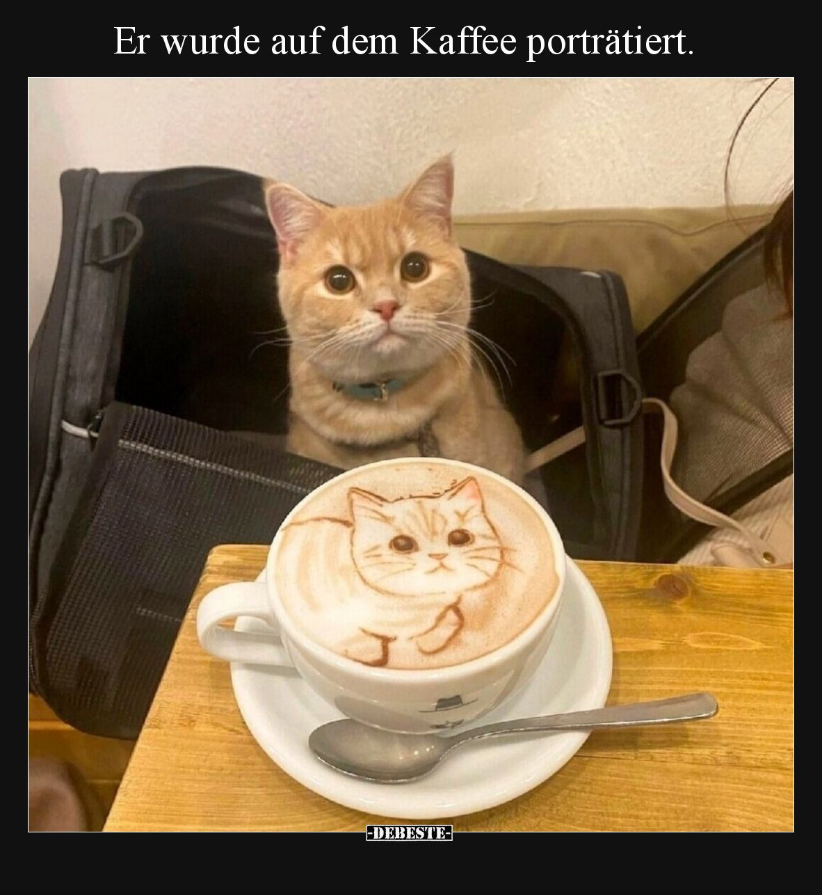 Er wurde auf dem Kaffee porträtiert.