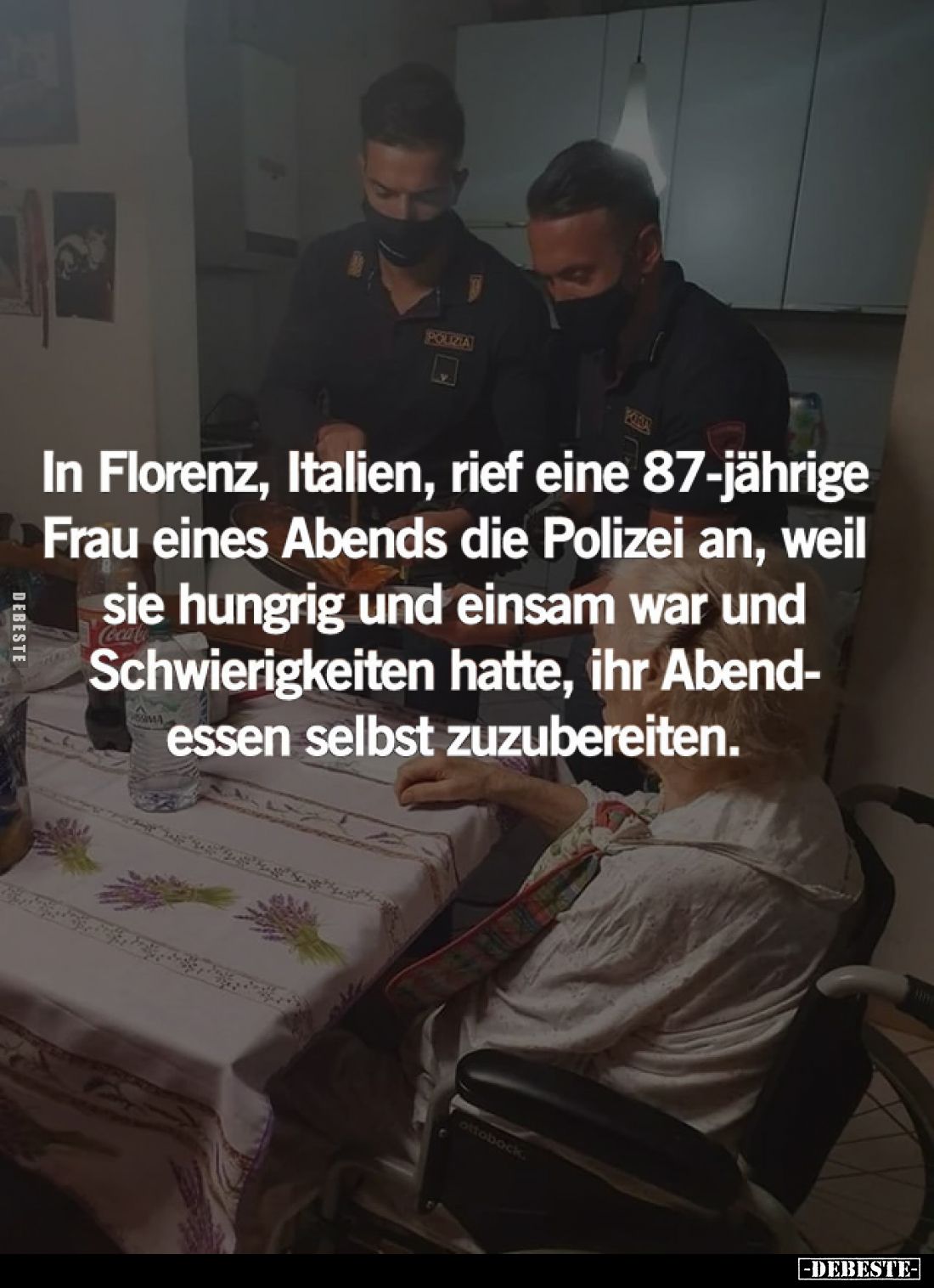 In Florenz, Italien, rief eine 87-jährige Frau eines Abends die Polizei an, weil sie hungrig und einsam war und Schwierigkeit...