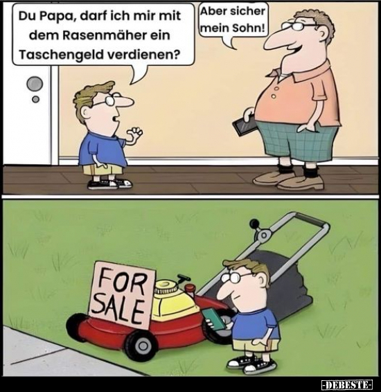 Du Papa, darf ich mir mit dem Rasenmäher.. - Lustige Bilder | DEBESTE.de