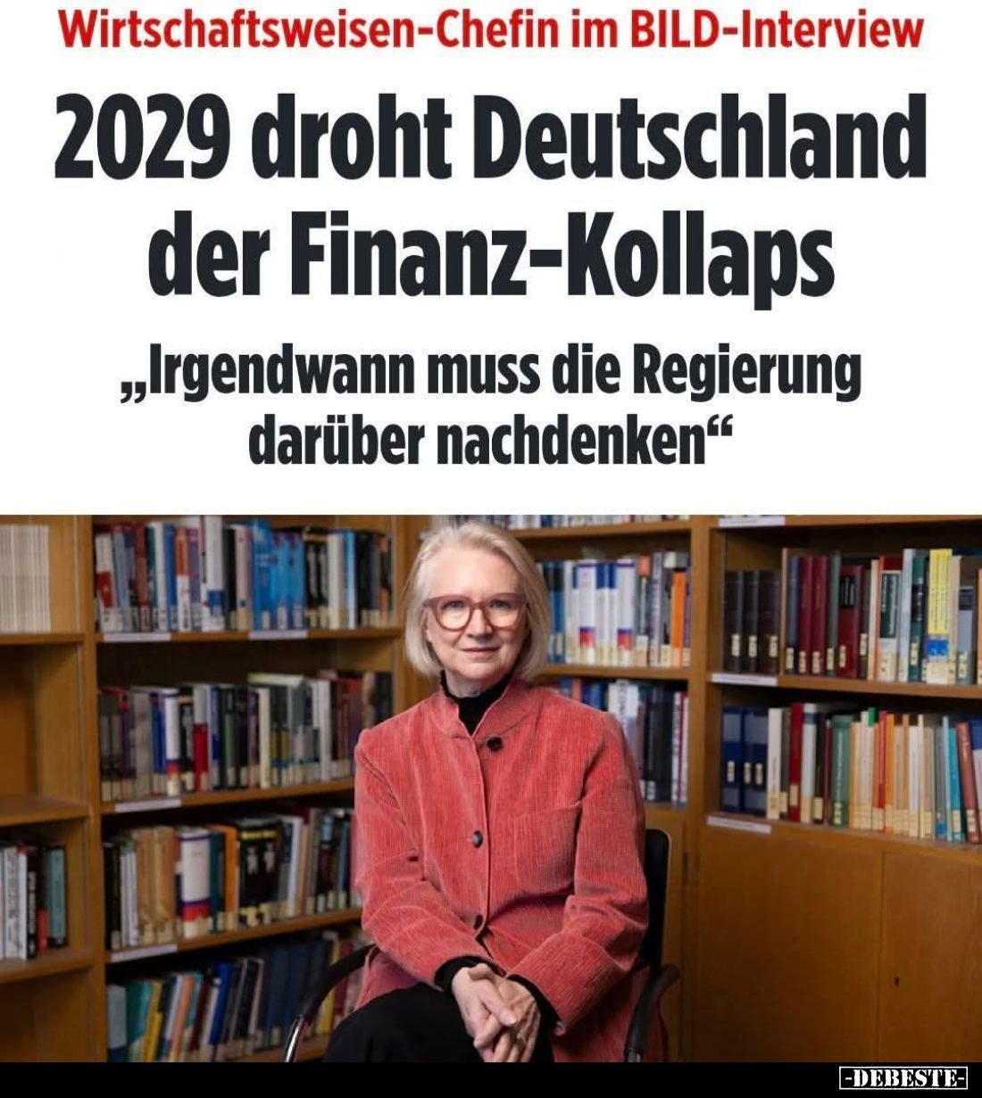 Wirtschaftsweisen-Chefin im BILD-Interview:
2029 droht Deutschland der Finanz-Kollaps
"Irgendwann muss die Regierung d...