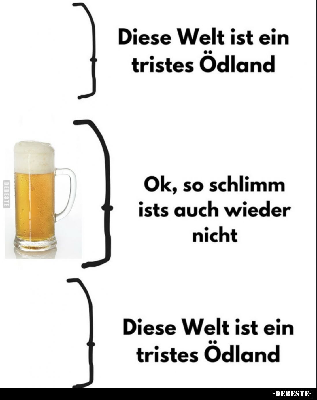 Diese Welt ist ein tristes Ödland. - 
Ok, so schlimm ists auch wieder nicht. -
Diese Welt ist ein tristes Ödland.