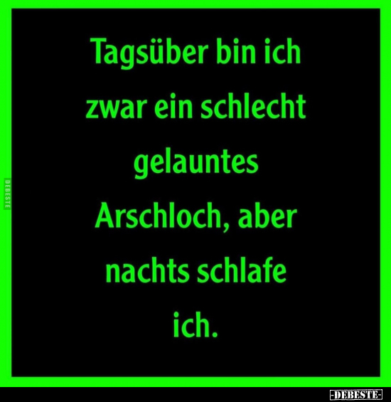 Tagsüber bin ich zwar ein schlecht gelauntes Arschloch.. - Lustige Bilder | DEBESTE.de