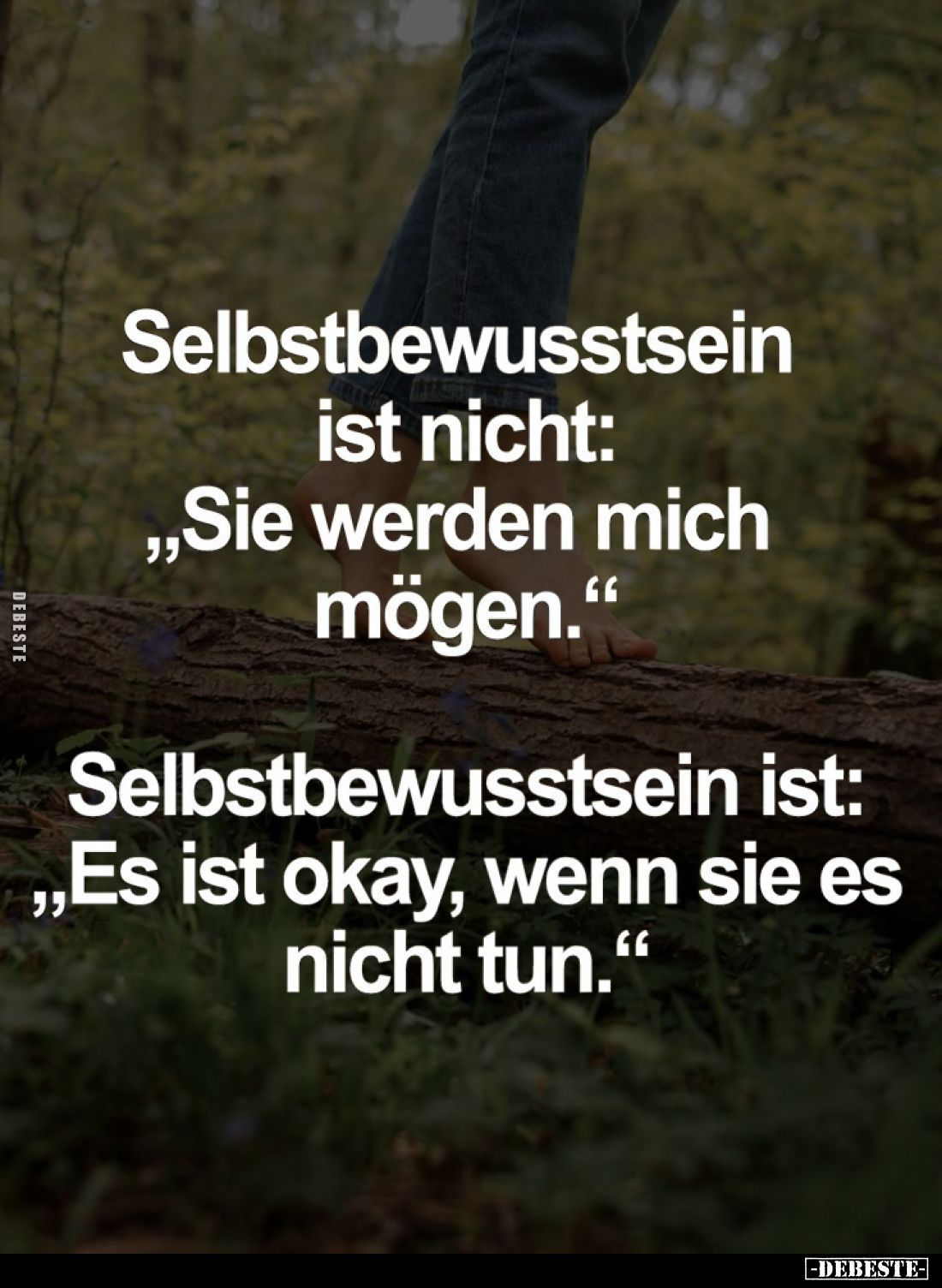 Selbstbewusstsein ist nicht: "Sie werden mich mögen." -
Selbstbewusstsein ist: "Es ist okay, wenn sie es nich...