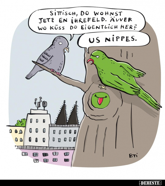 Sittisch, do wohnst jetz en Ihrefeld. Ävver wo küss do eigentlich her? -
Us Nippes.