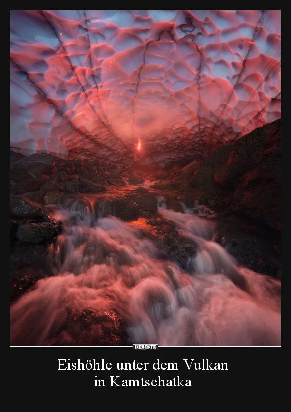 Eishöhle unter dem Vulkan in Kamtschatka..