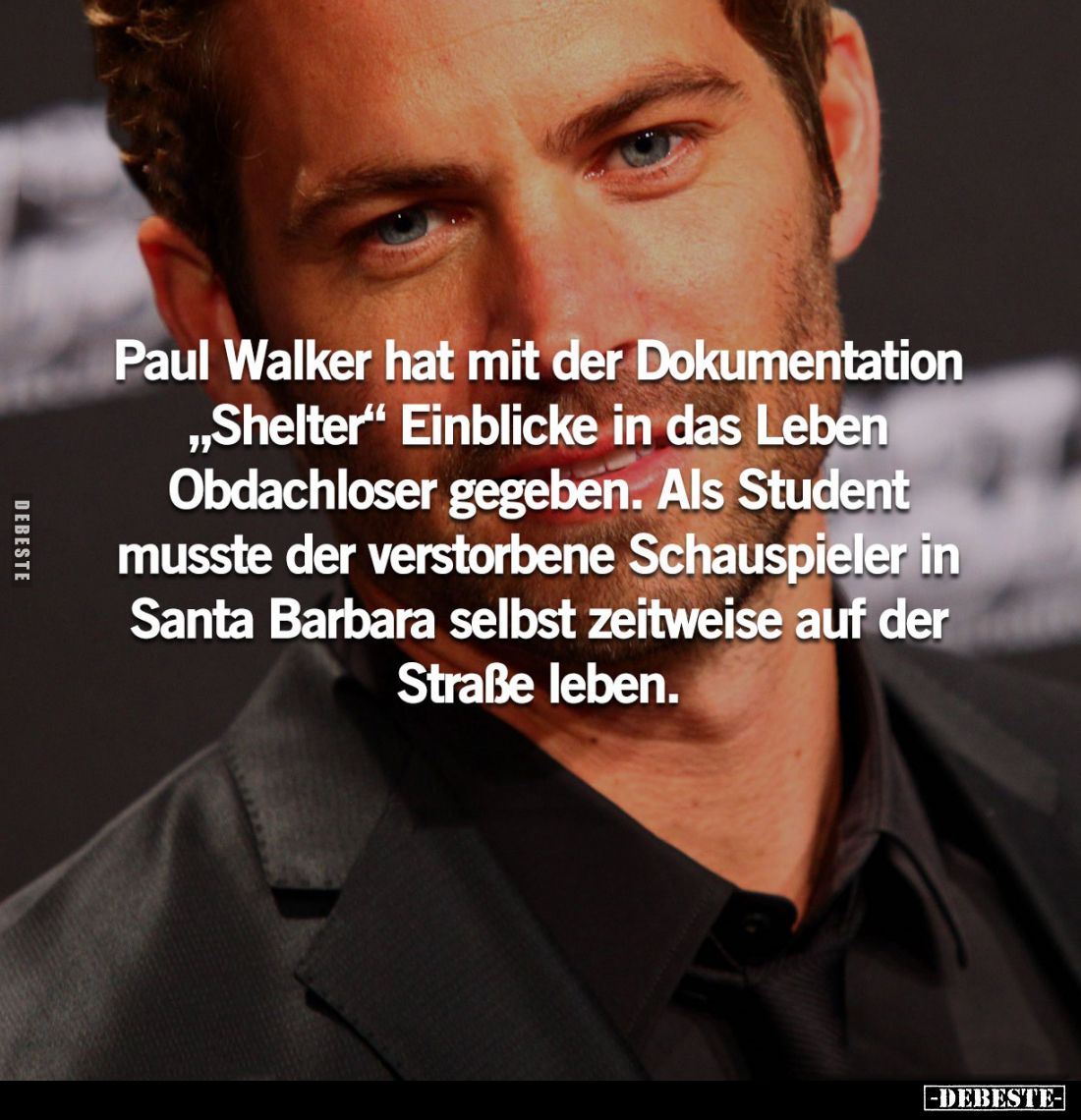Paul Walker hat mit der Dokumentation "Shelter" Einblicke in das Leben Obdachloser gegeben. Als Student musste der ...