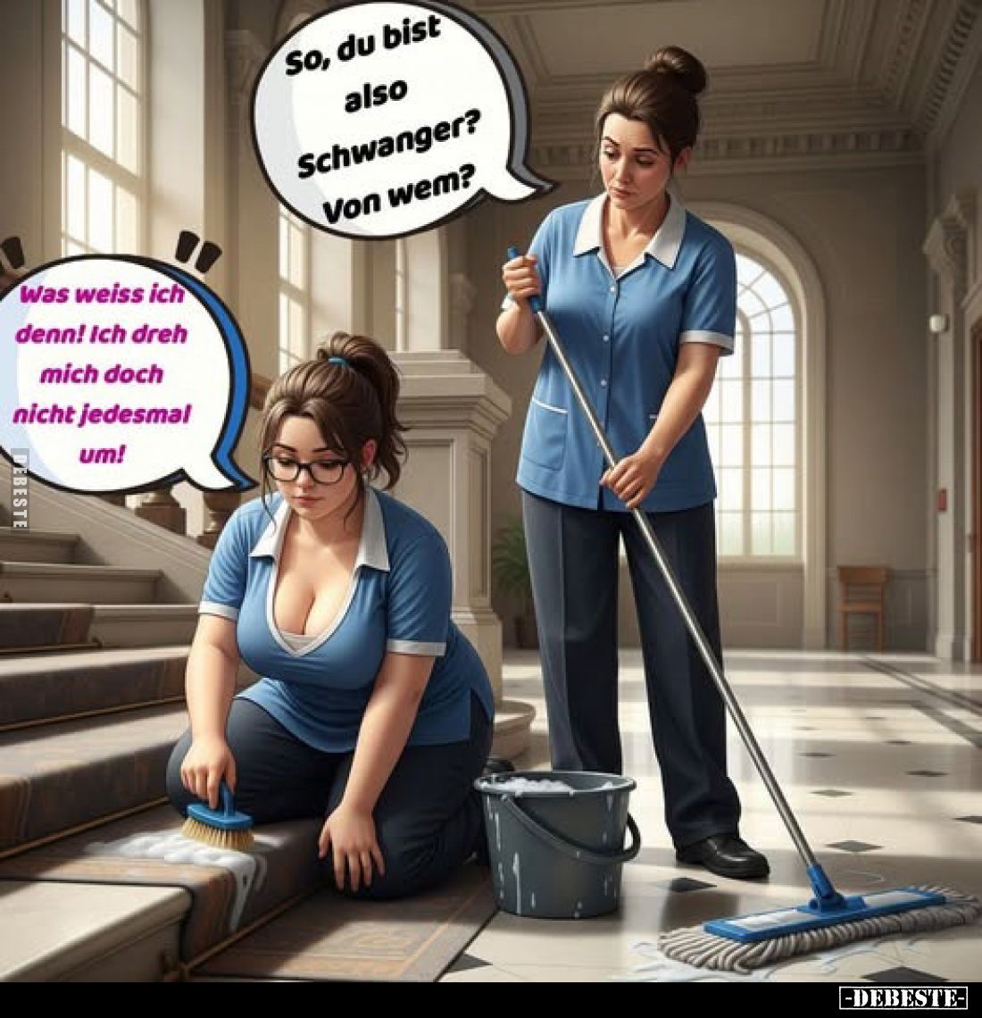 So, du bist also Schwanger? Von wem? -
Was weiss ich denn! Ich dreh mich doch nicht jedesmal um!