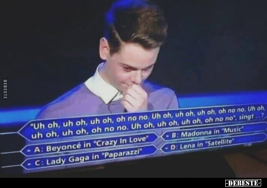 "Uh oh, uh oh, uh oh, oh no no. Uh oh, uh oh, uh oh, oh no no. Uh oh, uh oh, uh oh, oh no no. Uh oh, uh oh, uh oh, oh no...