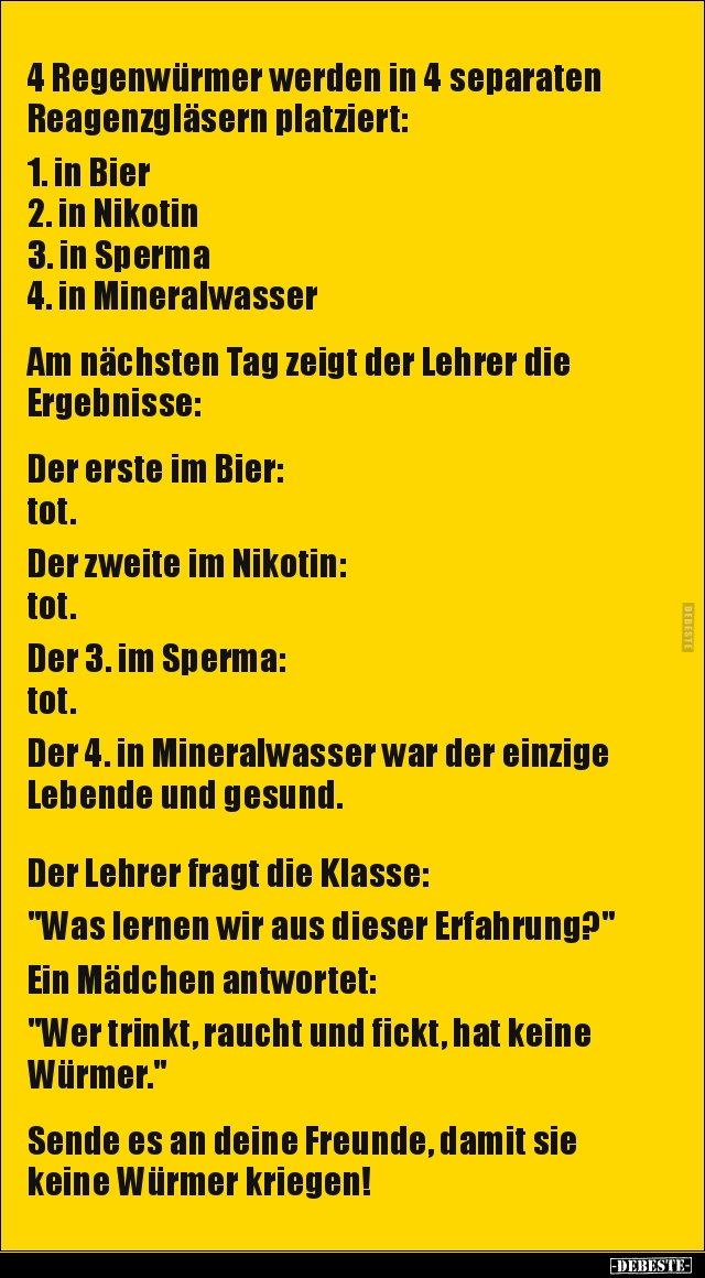 4 Regenwürmer werden in 4 separaten Reagenzgläsern.. - Lustige Bilder | DEBESTE.de