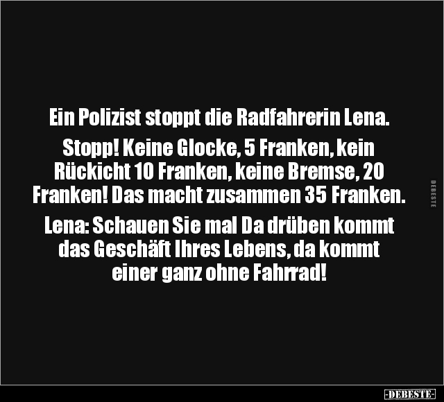 Ein Polizist stoppt die Radfahrerin Lena.. - Lustige Bilder | DEBESTE.de