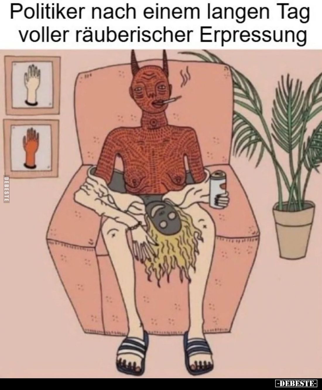 Politiker nach einem langen Tag voller räuberischer Erpressung