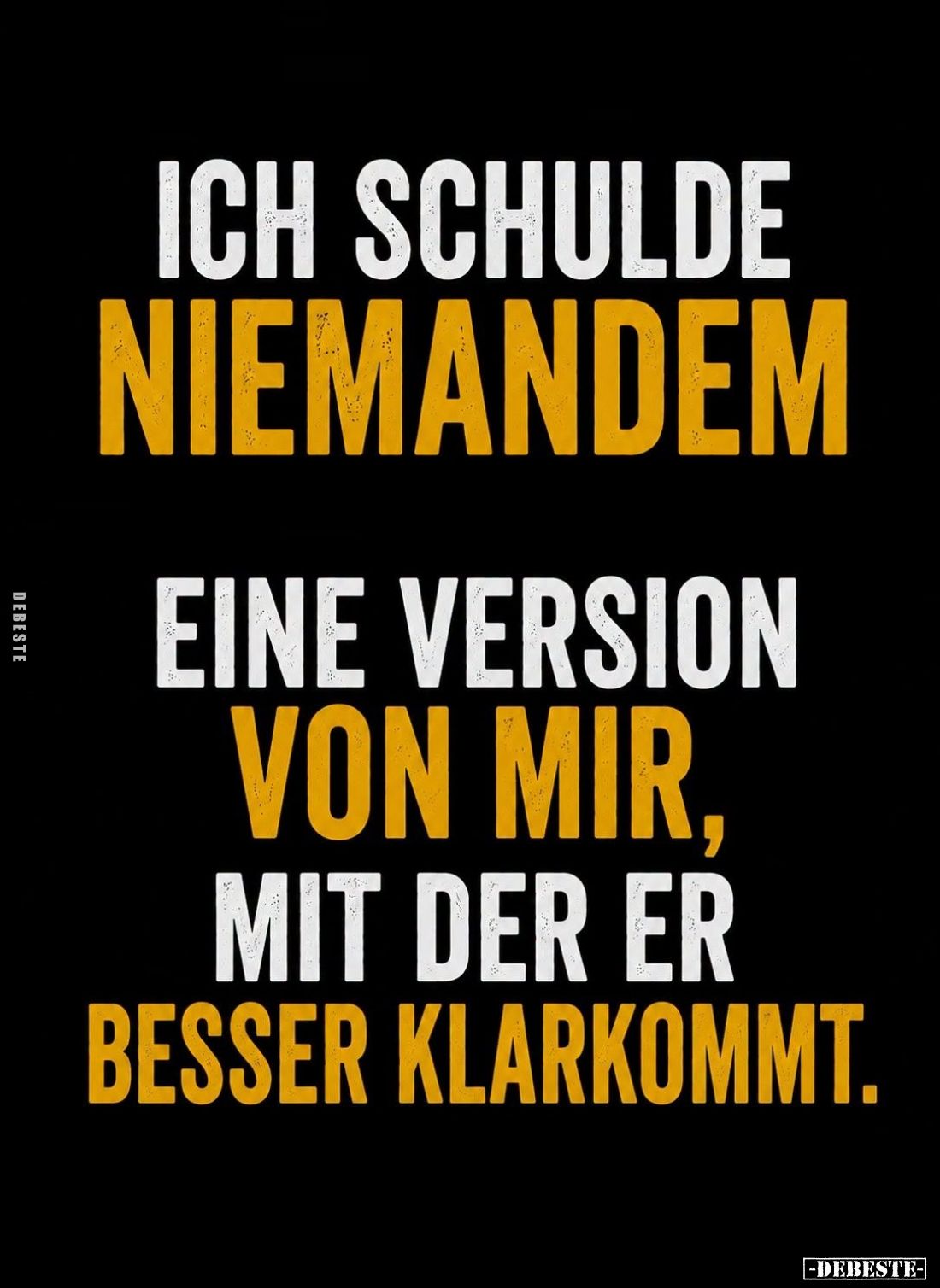 Ich schulde
niemandem
eine Version von mir, mit der er
besser klarkommt.