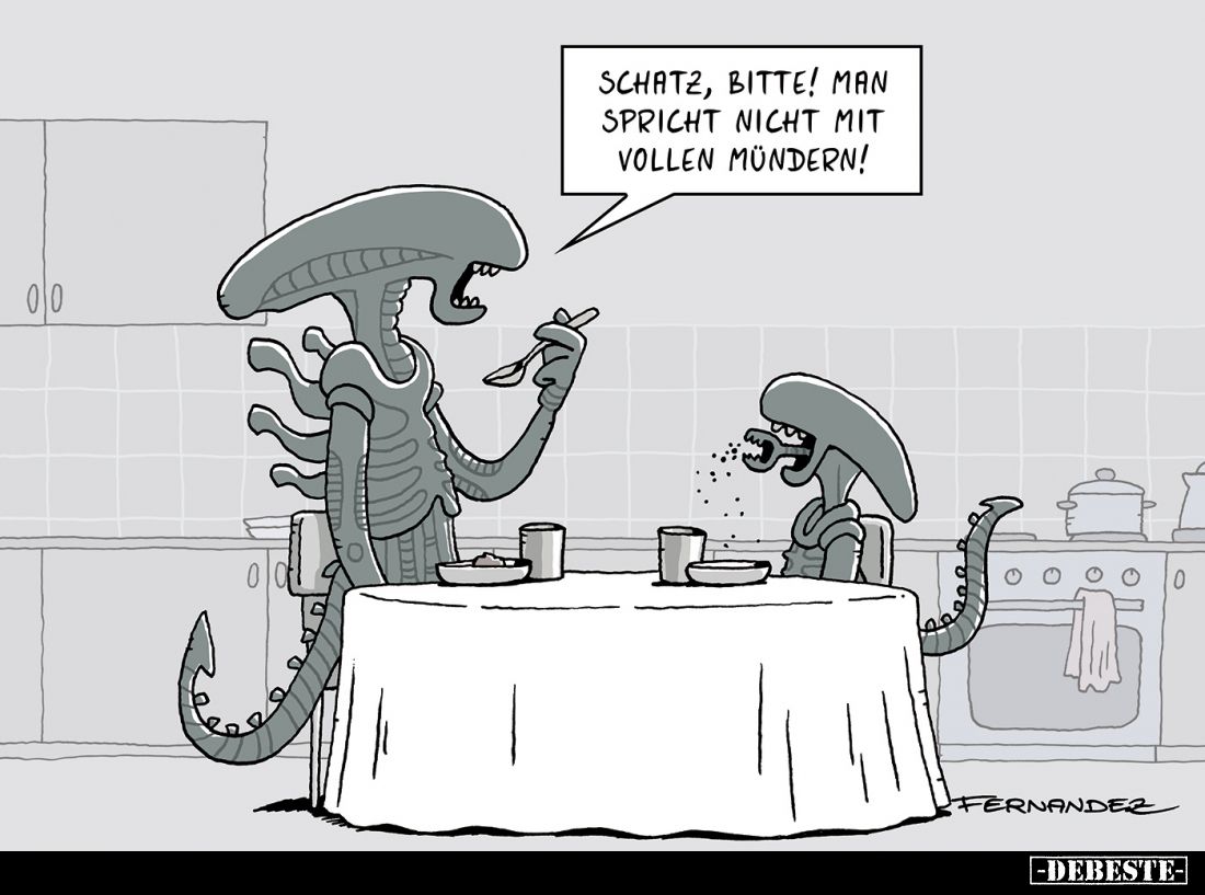 Schatz, bitte! Man spricht nicht mit vollen Mündern!