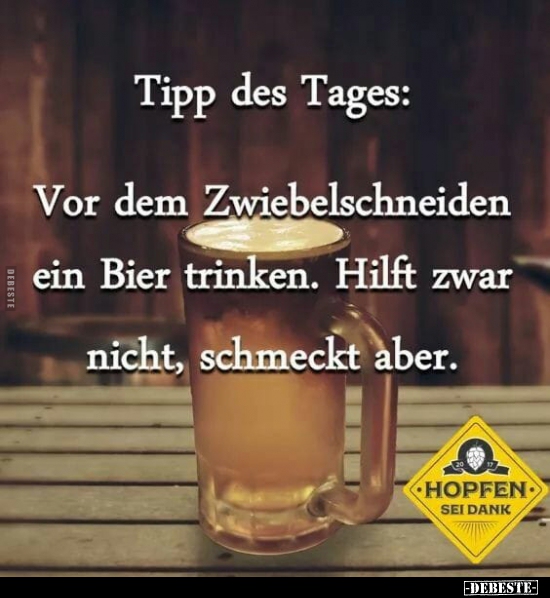 Tipp Des es Vor Dem Zwiebelschneiden Ein Bier Trinken Lustige Bilder Spruche Witze Echt Lustig