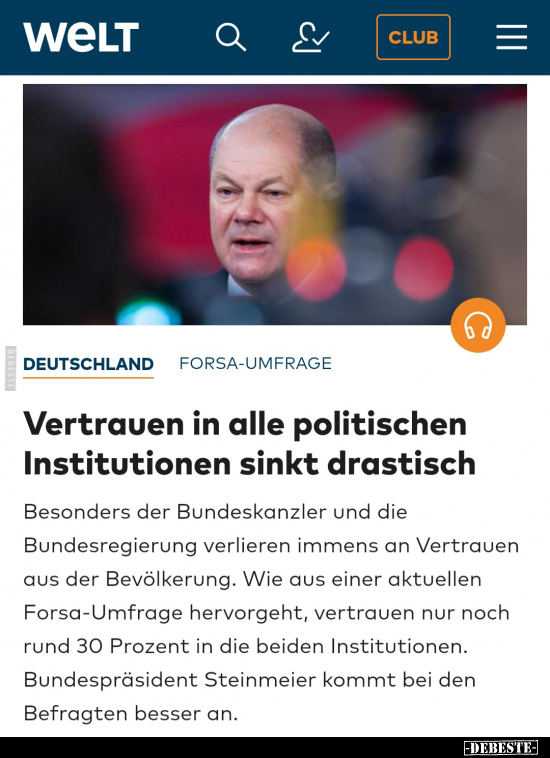 Vertrauen in alle politischen Institutionen sinkt.. - Lustige Bilder | DEBESTE.de