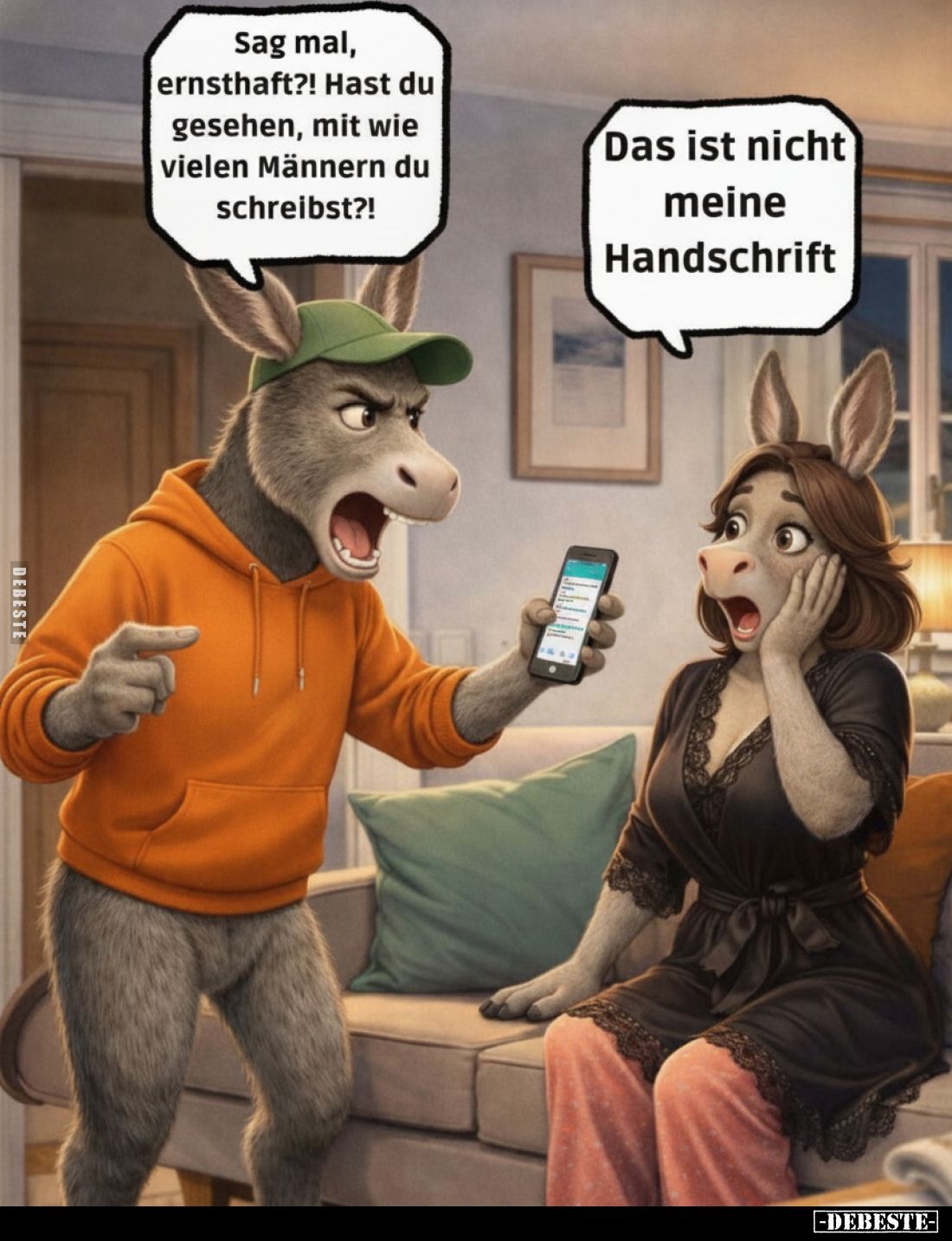Sag mal, ernsthaft?! Hast du gesehen, mit wie vielen Männern du schreibst?!
Das ist nicht meine Handschrift.