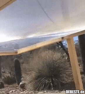 Gestein schmelzen mittels einer riesigen Linse.