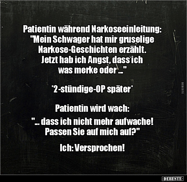 Patientin während Narkoseeinleitung: "Mein Schwager hat.." - Lustige Bilder | DEBESTE.de