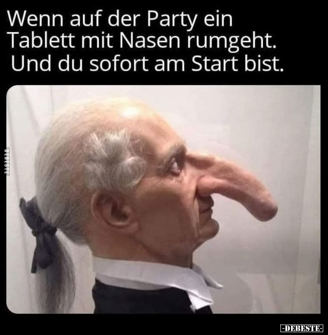 Wenn auf der Party ein Tablett mit Nasen rumgeht.
Und du sofort am Start bist.