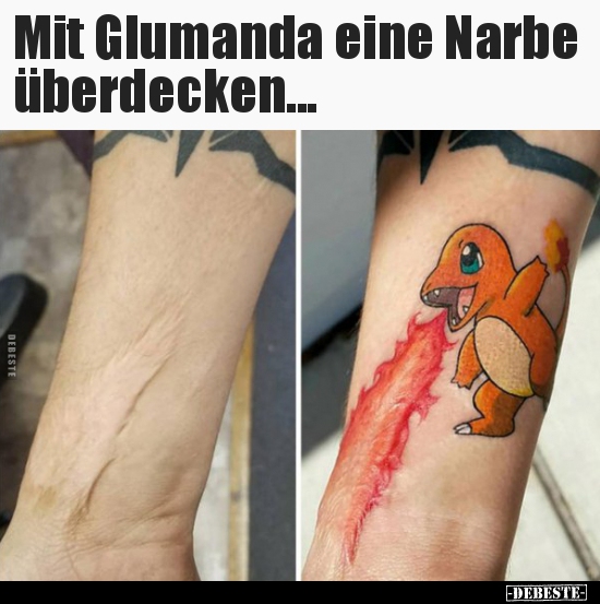 Mit Glumanda eine Narbe überdecken... - Lustige Bilder | DEBESTE.de