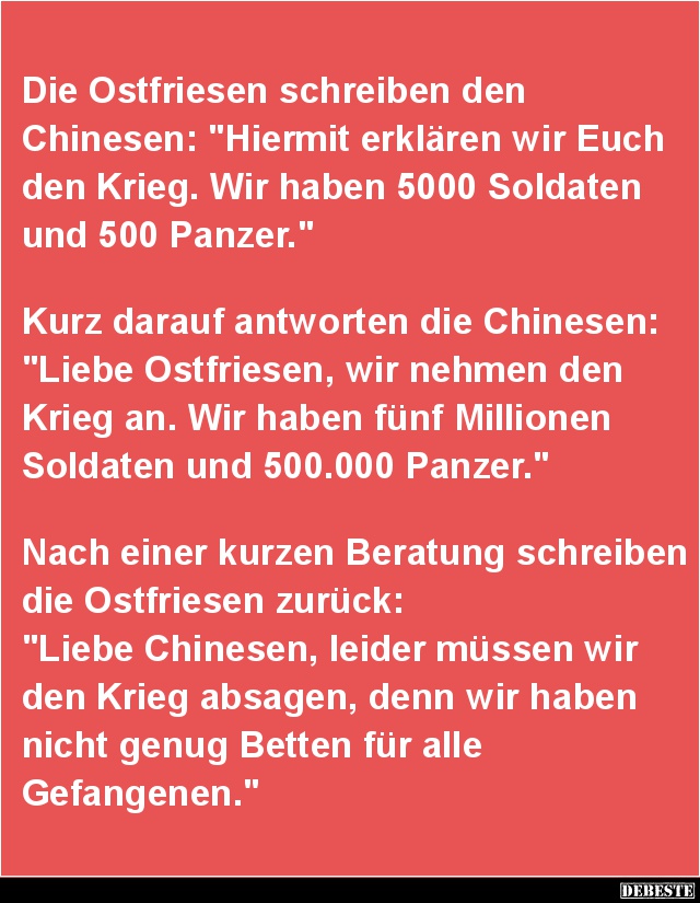Die Ostfriesen schreiben den Chinesen.. - Lustige Bilder | DEBESTE.de