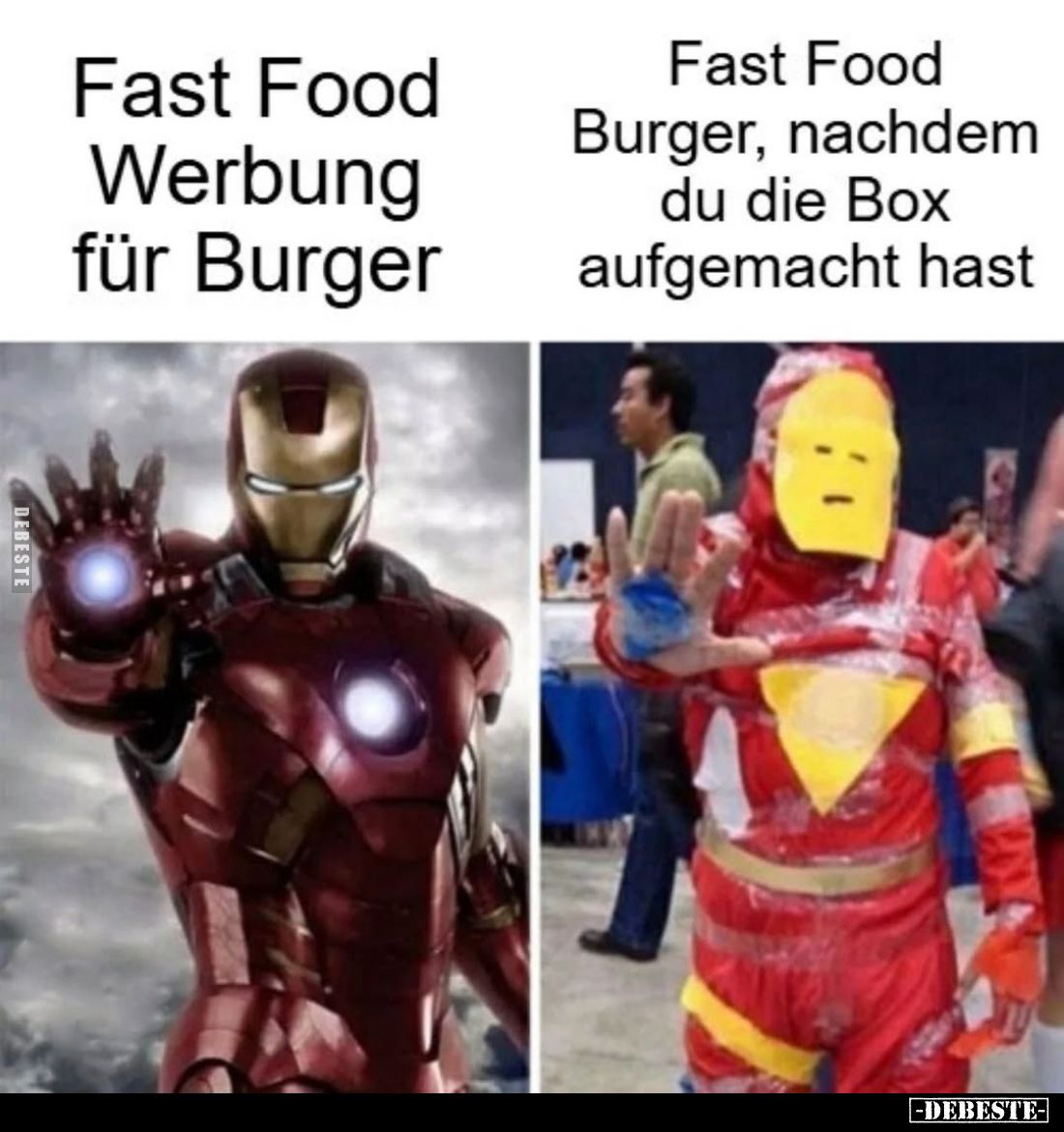 Fast Food
Werbung für Burger
-
Fast Food Burger, nachdem du die Box aufgemacht hast