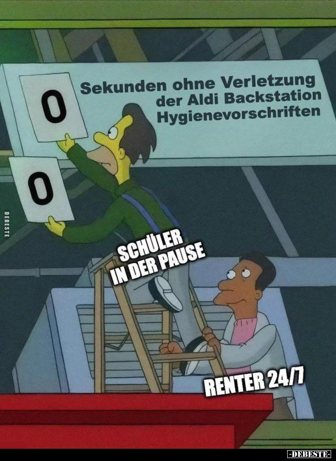 Sekunden ohne Verletzung der Aldi Backstation Hygienevorschriften. 
Schüler in der Pause - 
Renter 24/7