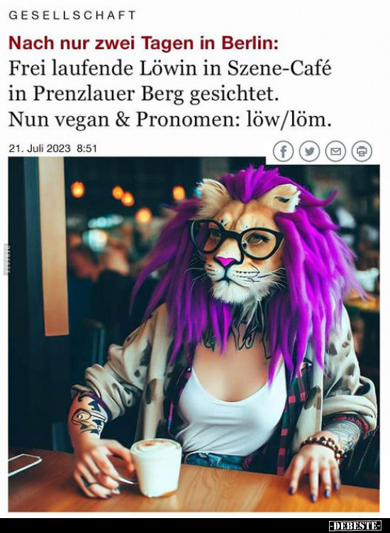 Nach nur zwei Tagen in Berlin: Frei laufende Löwin in.. - Lustige Bilder | DEBESTE.de