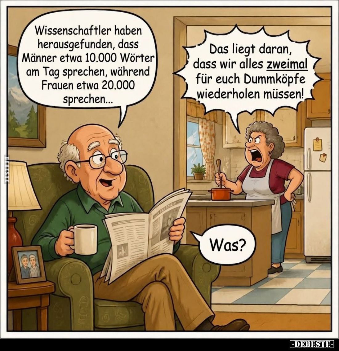 Wissenschaftler haben herausgefunden, dass Männer etwa 10.000 Wörter am Tag sprechen, während Frauen etwa 20.000 sprechen... ...