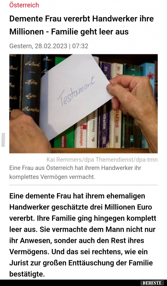 Demente Frau vererbt Handwerker ihre Millionen.. - Lustige Bilder | DEBESTE.de