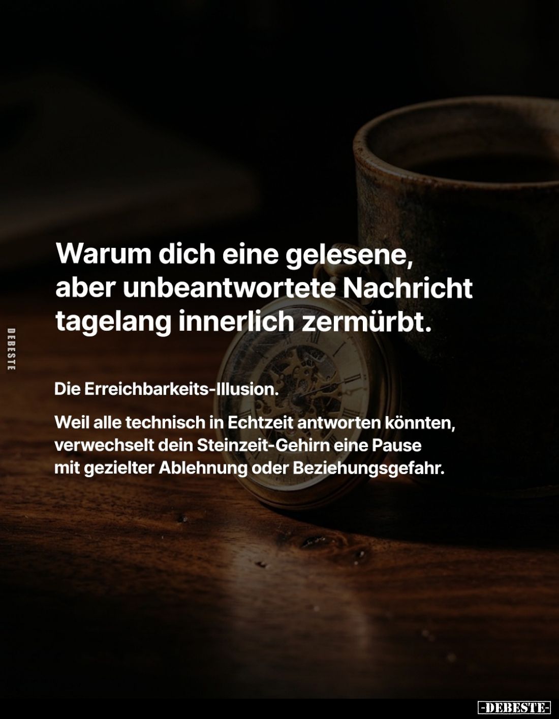 Warum dich eine gelesene, aber unbeantwortete Nachricht tagelang innerlich zermürbt.
Die Erreichbarkeits-Illusion.
Weil...