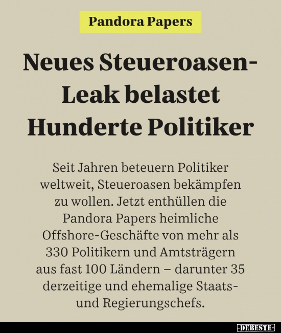 Neues Steueroasen-Leak belastet Hunderte Politiker.. - Lustige Bilder | DEBESTE.de