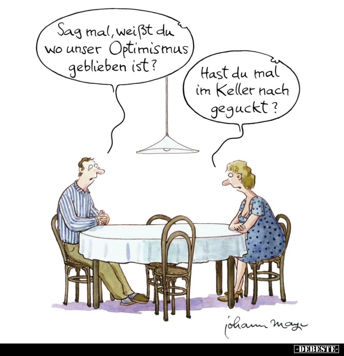 Sag mal, weißt du wo unser Optimismus, geblieben ist?
Hast du mal im Keller nach geguckt?