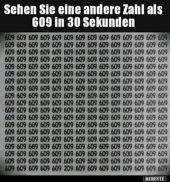 Sehen Sie eine andere Zahl als 609 in 30 Sekunden..