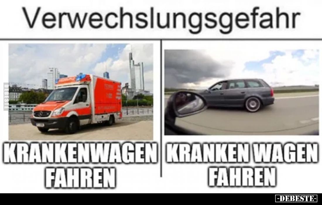 Verwechslungsgefahr:
Krankenwagen fahren. -
Kranken Wagen fahren.