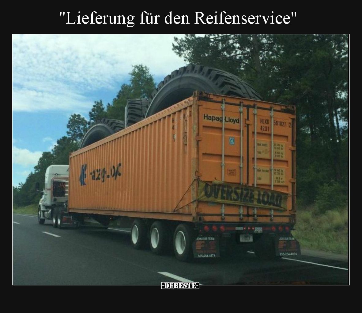 "Lieferung für den Reifenservice"