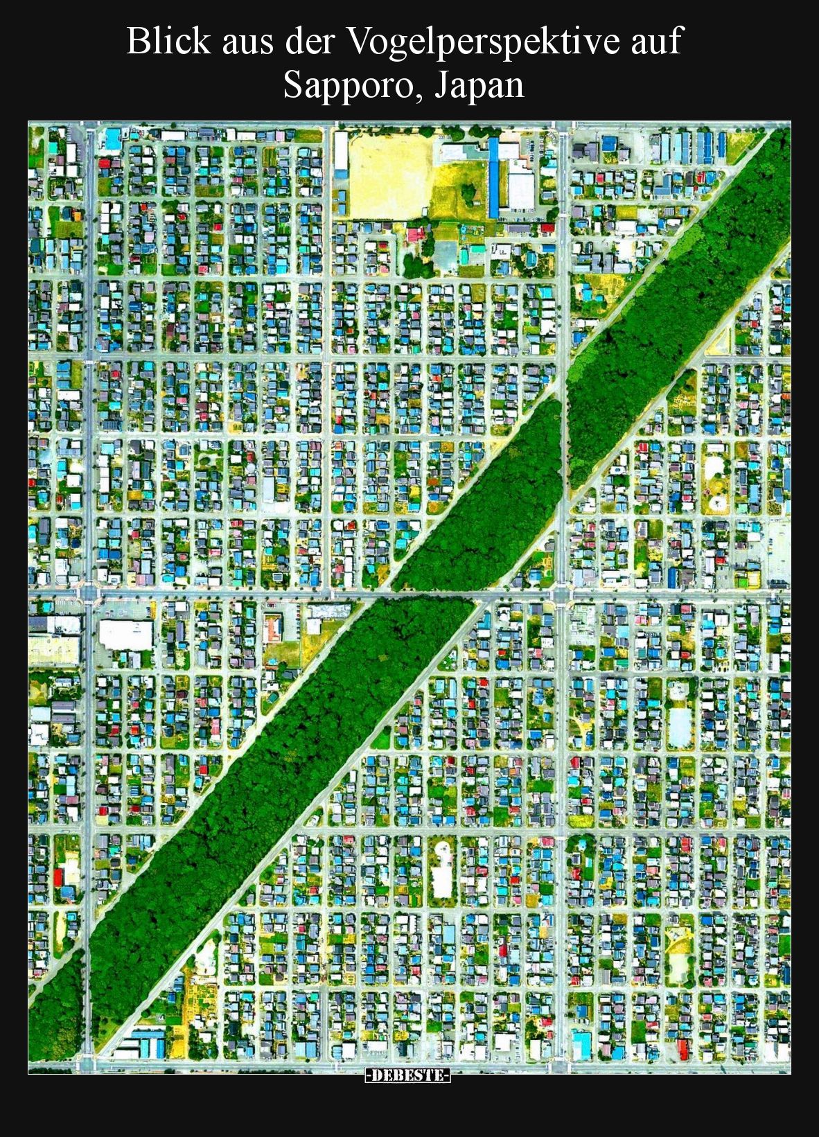 Blick aus der Vogelperspektive auf Sapporo, Japan