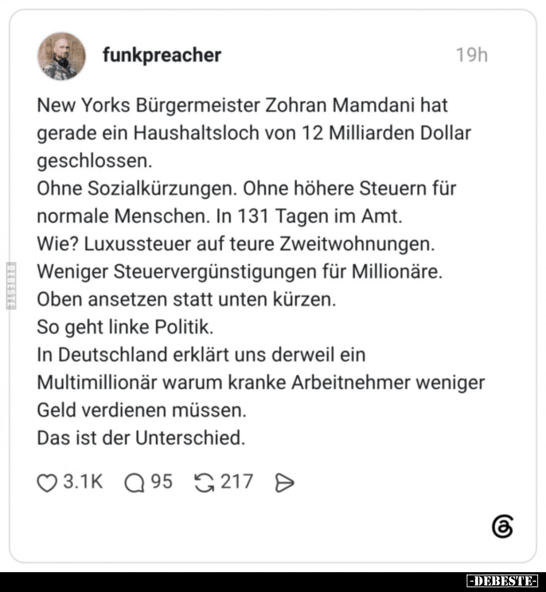New Yorks Bürgermeister Zohran Mamdani hat gerade ein.. - Lustige Bilder | DEBESTE.de