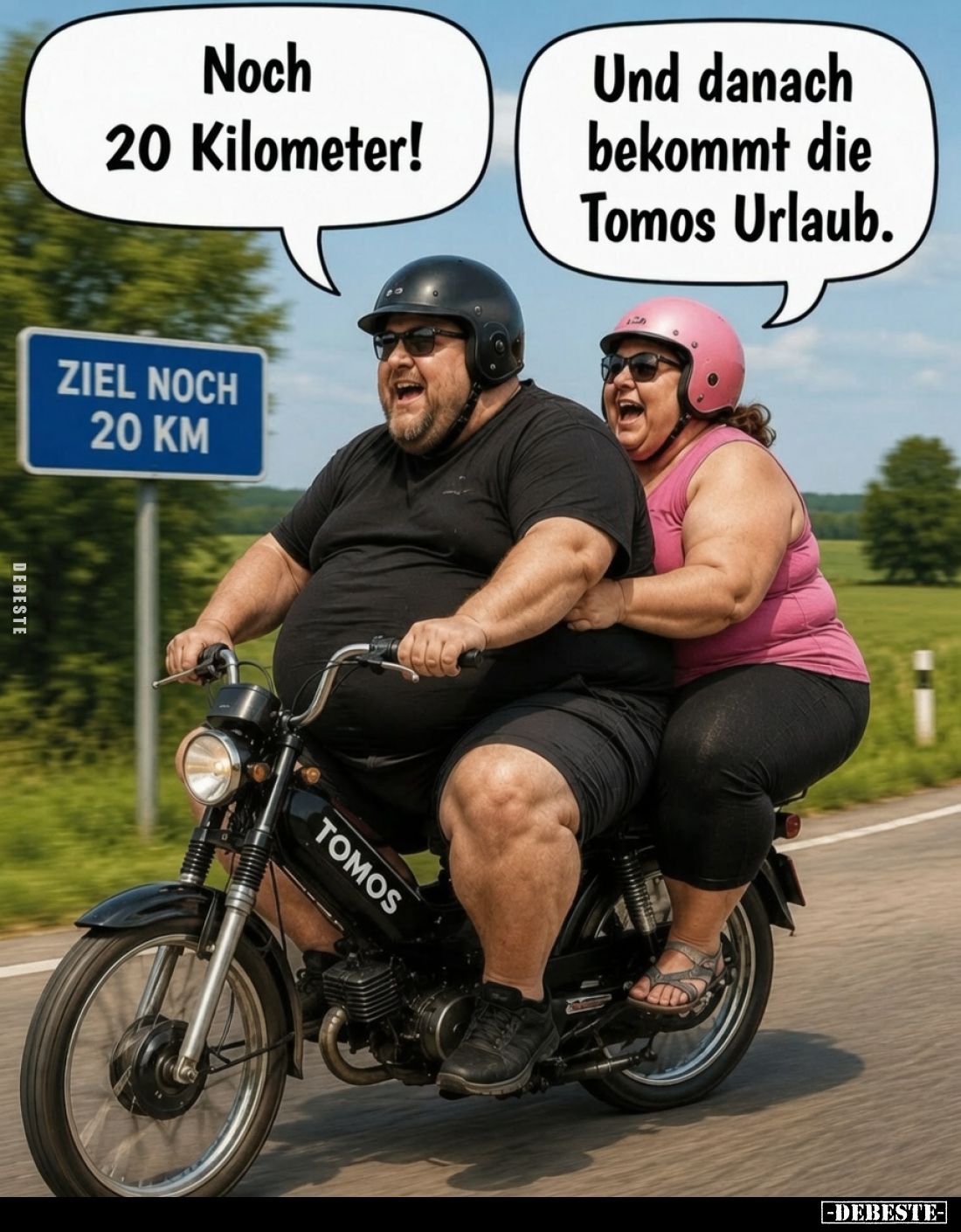 Noch 20 Kilometer! -
Und danach bekommt die Tomos Urlaub.