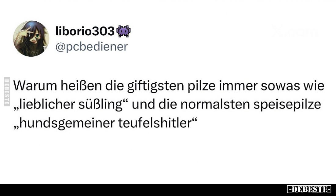 Warum heißen die giftigsten Pilze immer sowas wie „lieblicher Süßling“ und die normalsten Speisepilze „hundsgemeiner Teufelsh...